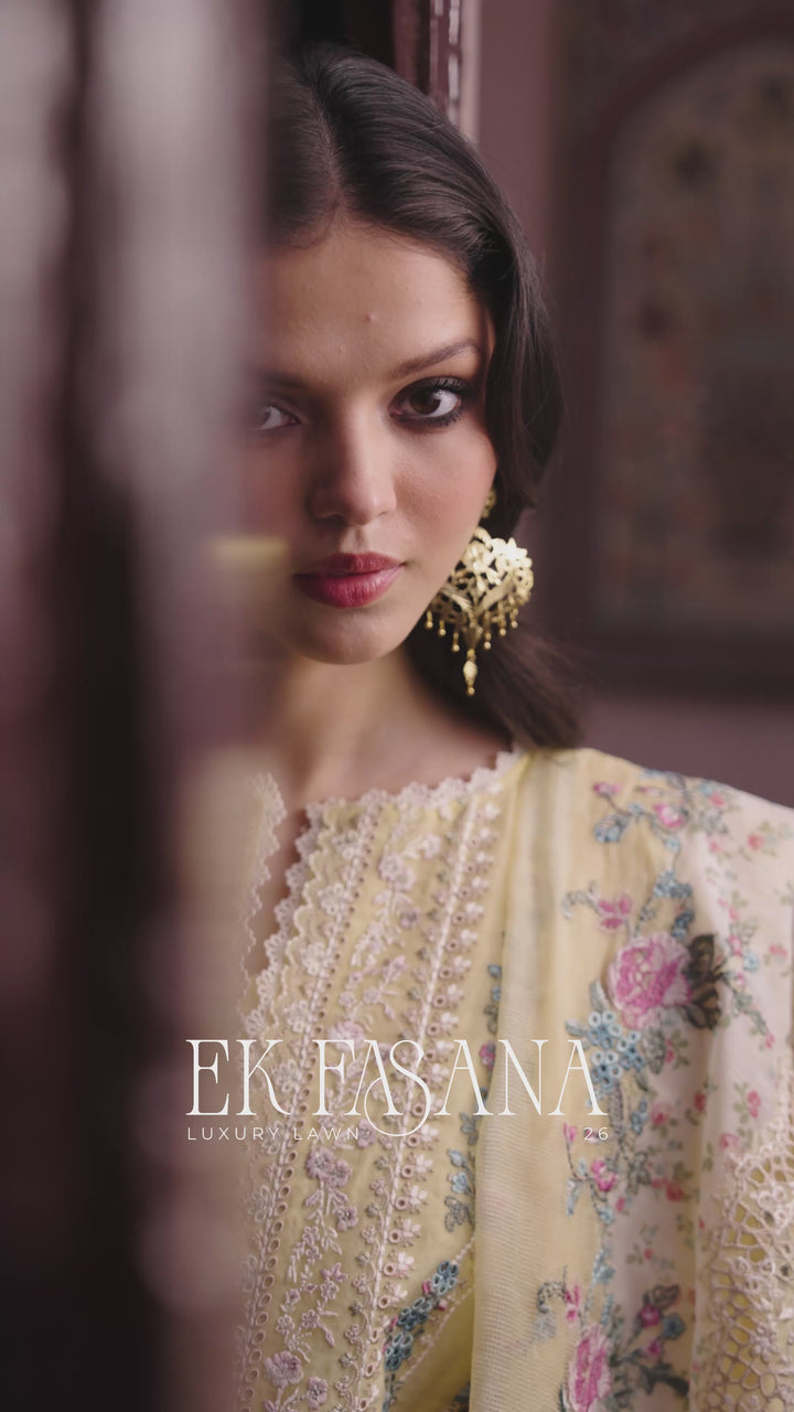 Ek Fasana by Kahf Premium Unstitched Embroidered Luxury Lawn 3 Piece Suit KHF26UFL KLB-2B MUSKAAN - Festive Collection