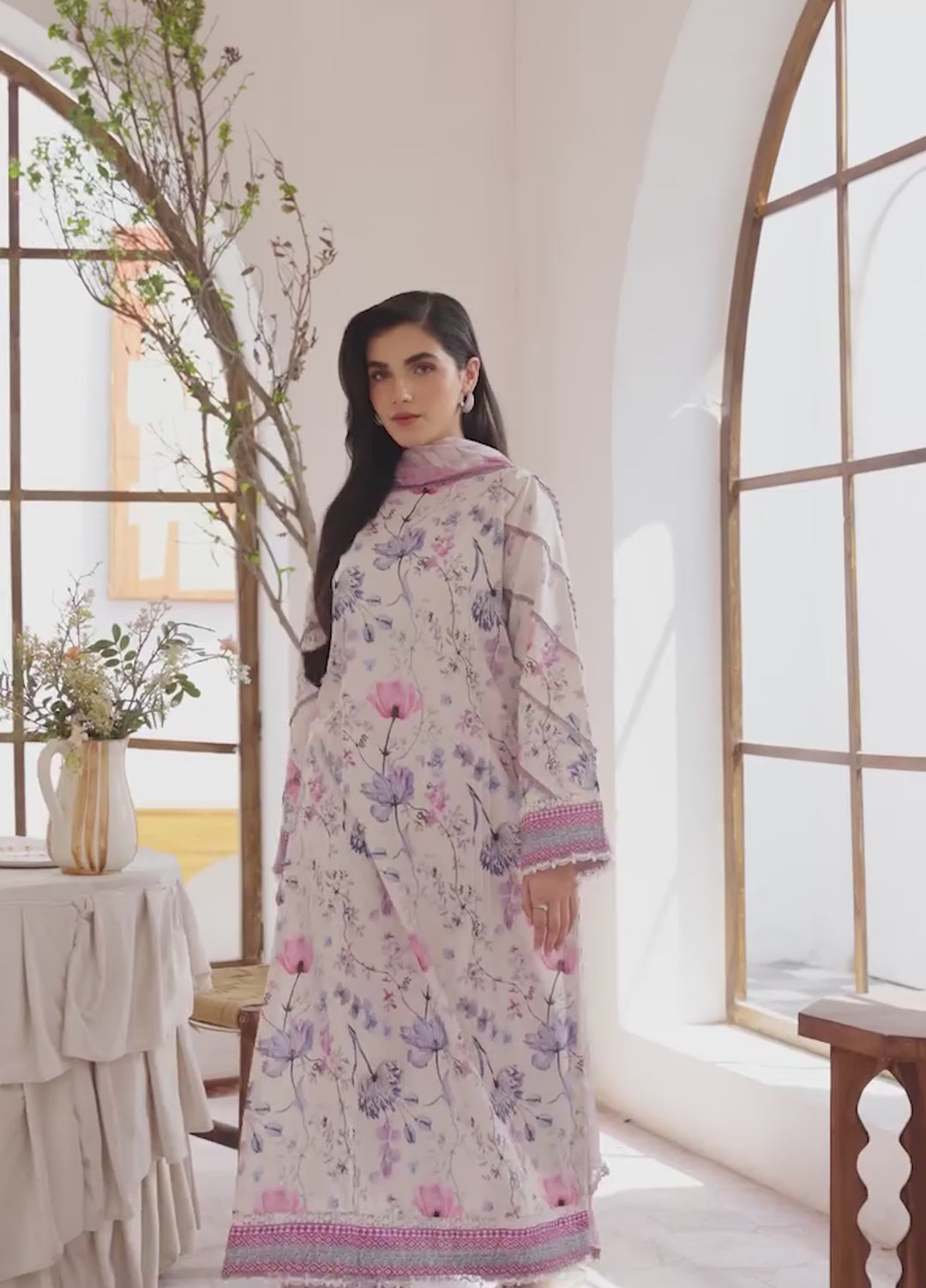 Florent Digital Printed Lawn Suits Unstitched 3 Piece FL25LP FL-2 B - Summer Collection
