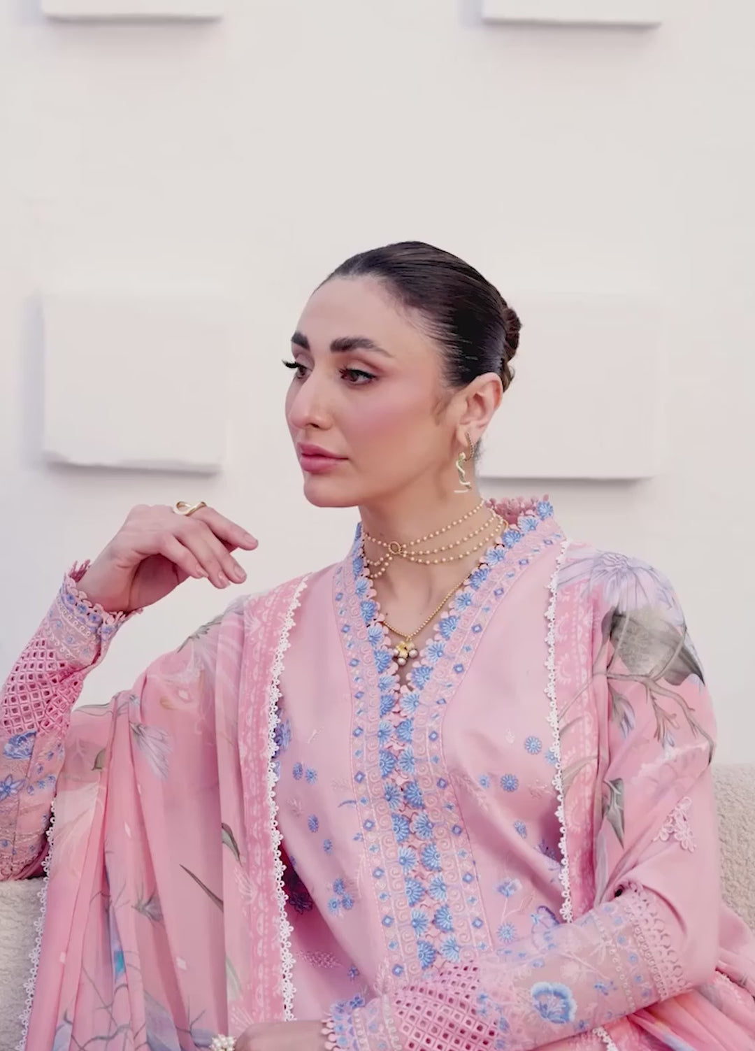 Floral Reverie by Roheenaz Unstitched Embroidered Lawn 3 Piece Suit RN26UFRL CRYSTAL GLOW - Festive Collection