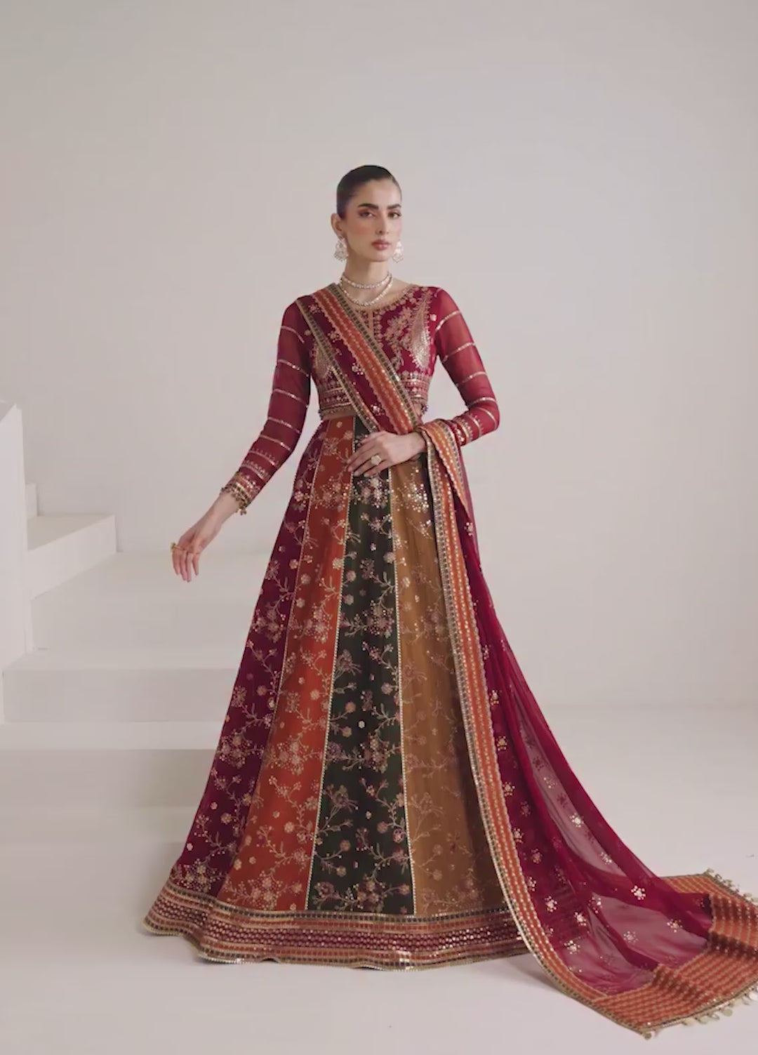 La Ruhe By Alizeh Fashion Unstitched Embroidered Chiffon 3 Piece Suit AF26URW AF-CH-2263-CRYSTAL - Wedding Collection