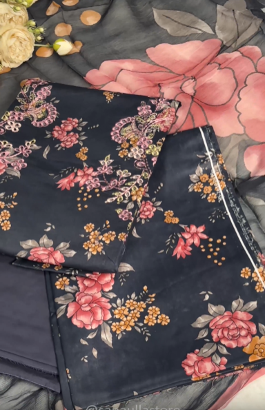Sunset Muse by Izel Unstitched Embroidered Lawn 3 Piece Suit Skydust - Eid Collection