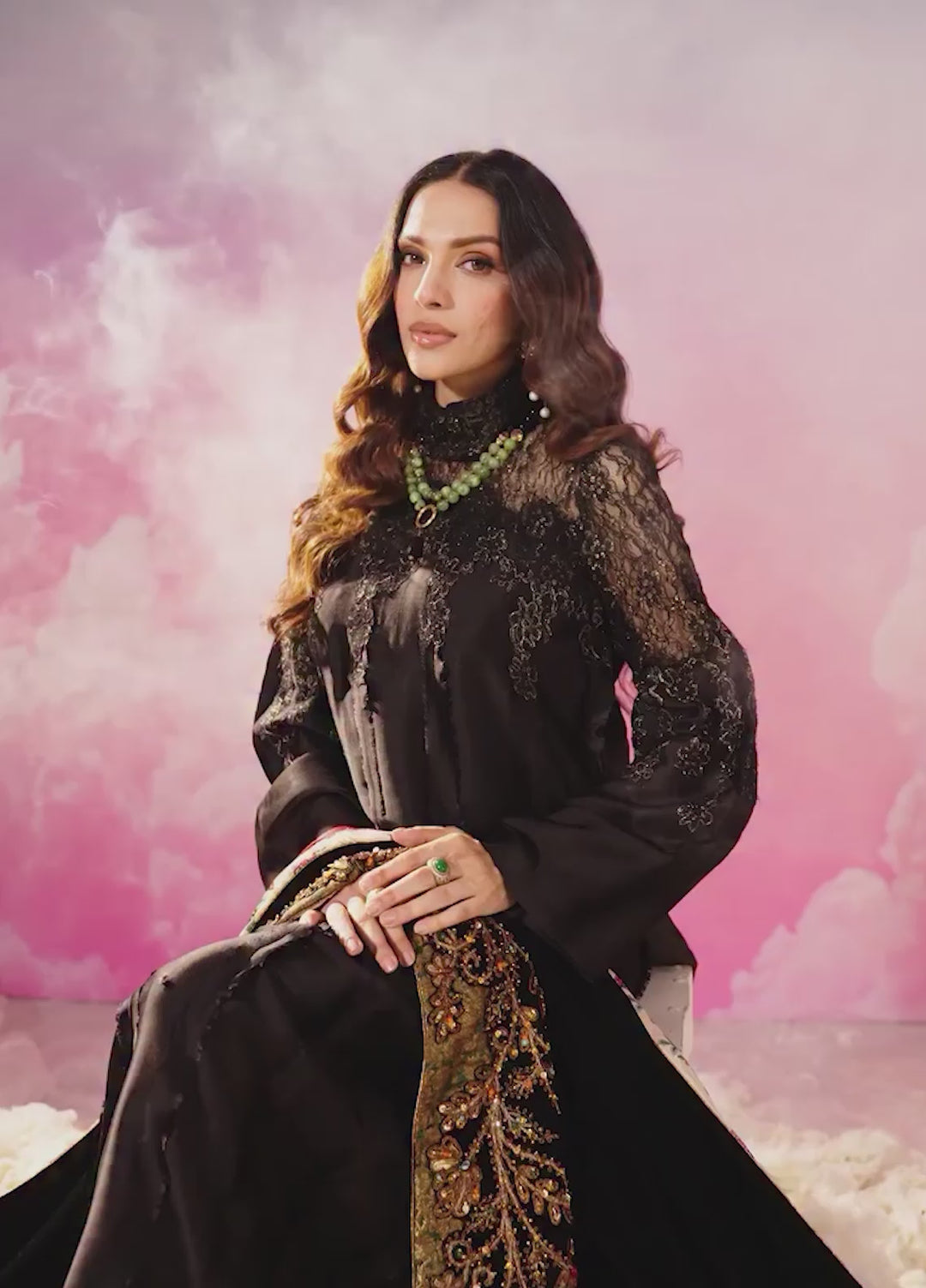 Mount Olypus by Musferah Saad Pret Embroidered Tissue Silk 2 Piece Midnight Eternel - Festive Collection
