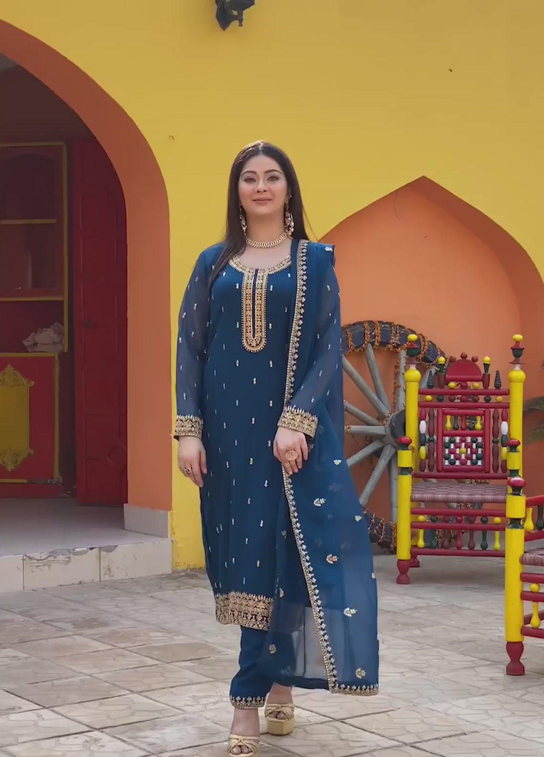 Rang e Haya by Abaan Zohan Woman Pret Chiffon 3 Piece Ada Peacock - Festive Collection