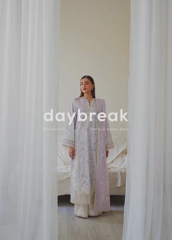 Daybreak by Afrozeh Unstitched Printkari Embroidered Lawn 3 Piece Suit AF26UDB D-4 DOVEMIST - Summer Collection