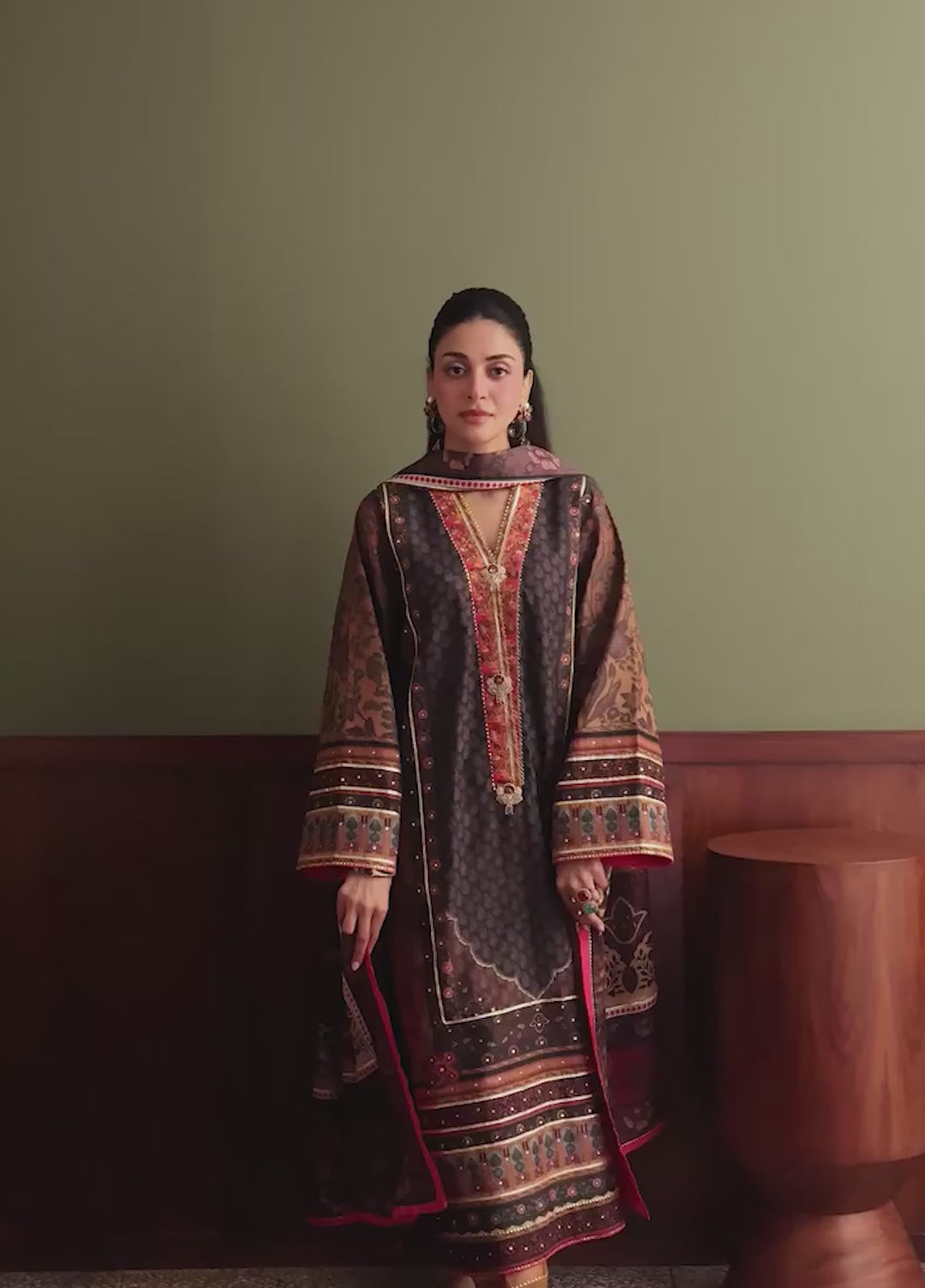 Nirvana by Mushq Unstitched Printed Raw Silk 3 Piece Suit MU26UNR Effortlessly Me HUNPS260103 - Festive Collection