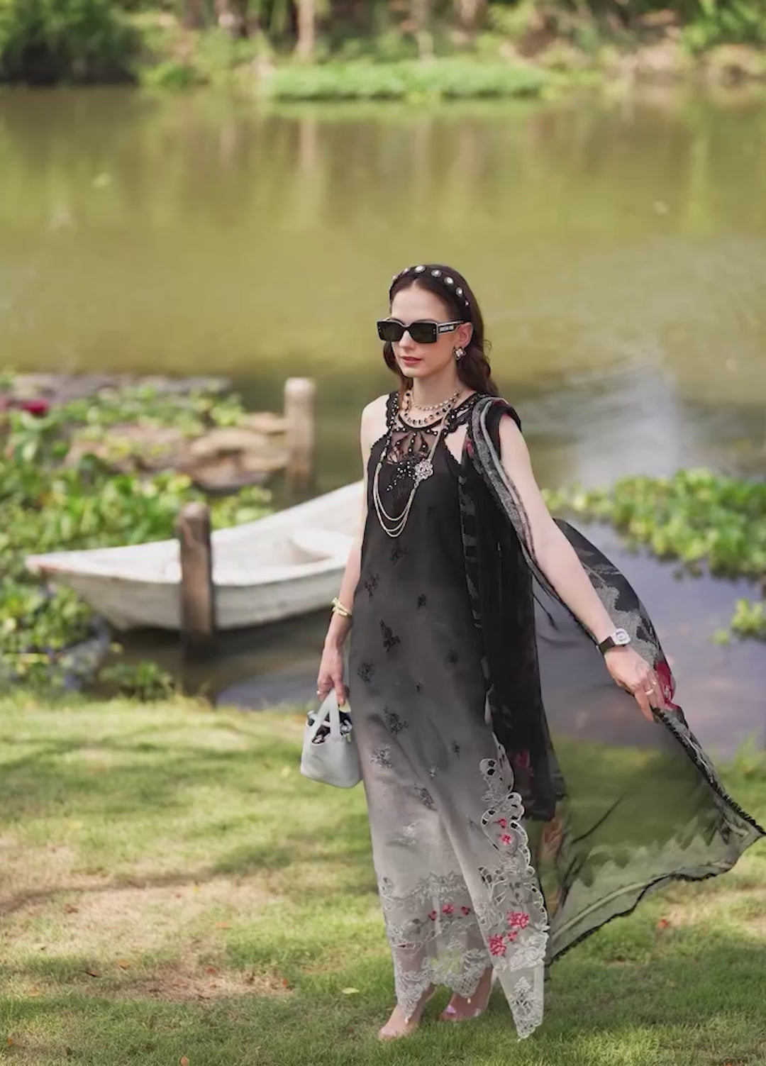 Noor Luxe by Saadia Asad Unstitched Embroidered Lawn 3 Piece Suit SA26ULNE D5 - Eid Collection