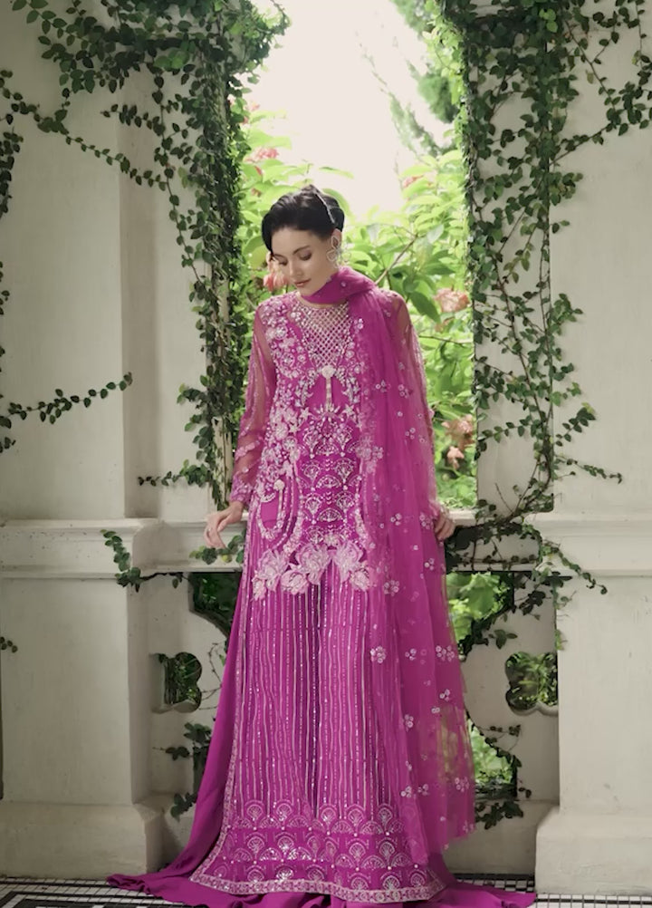 Inception by Mushq Embroidered Net Suits Unstitched 4 Piece MQ25IW D-07 Sweet November - Wedding Collection