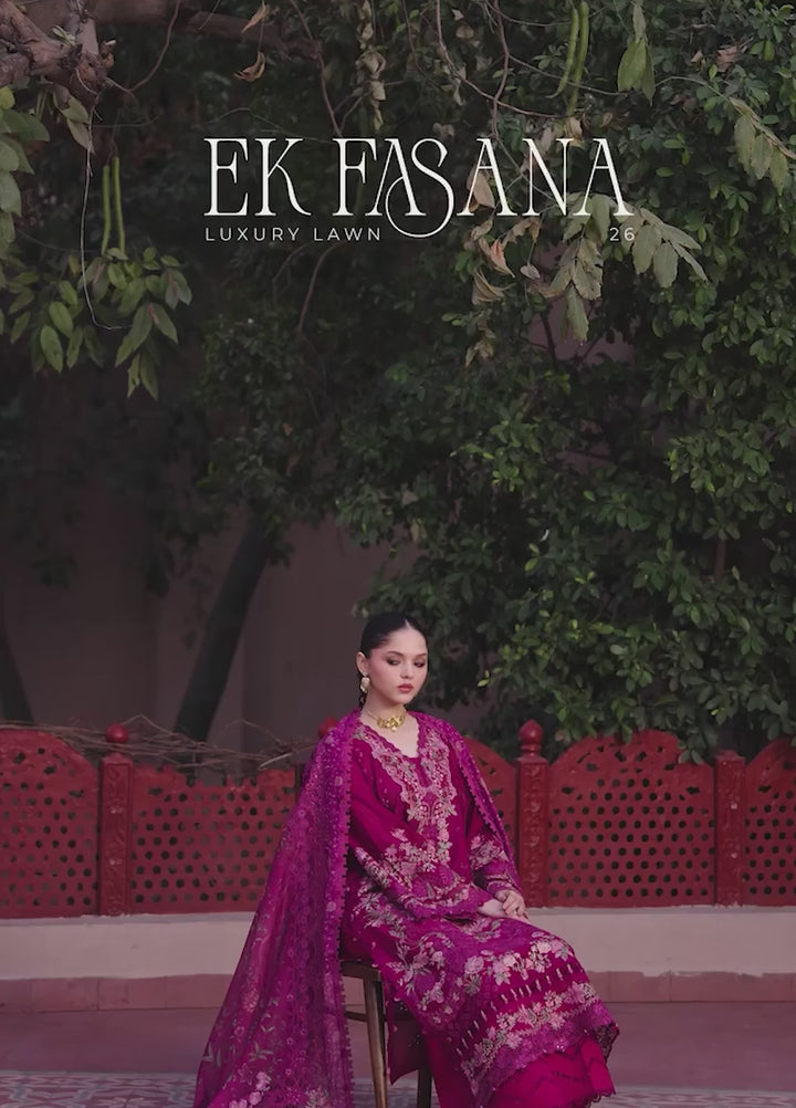 Ek Fasana by Kahf Premium Unstitched Embroidered Luxury Lawn 3 Piece Suit KHF26UFL KLB 7A NAVELI - Festive Collection