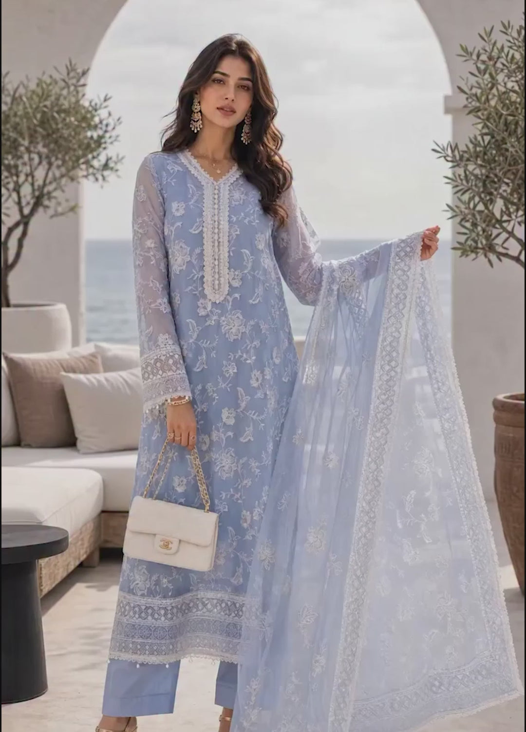 Nooriyah by Saadia Asad Unstitched Embroidered Organza 3 Piece Suit SA26UEN D3 - Wedding Collection