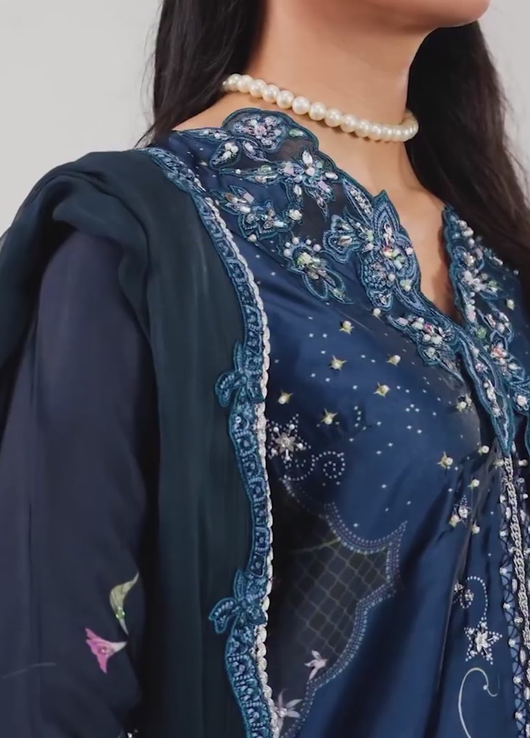 Luxe by Qalamkar Unstitched Embroidered Charmeuse Silk 3 Piece Suit QLK26UL Nerina QSL-06 - Festive Collection