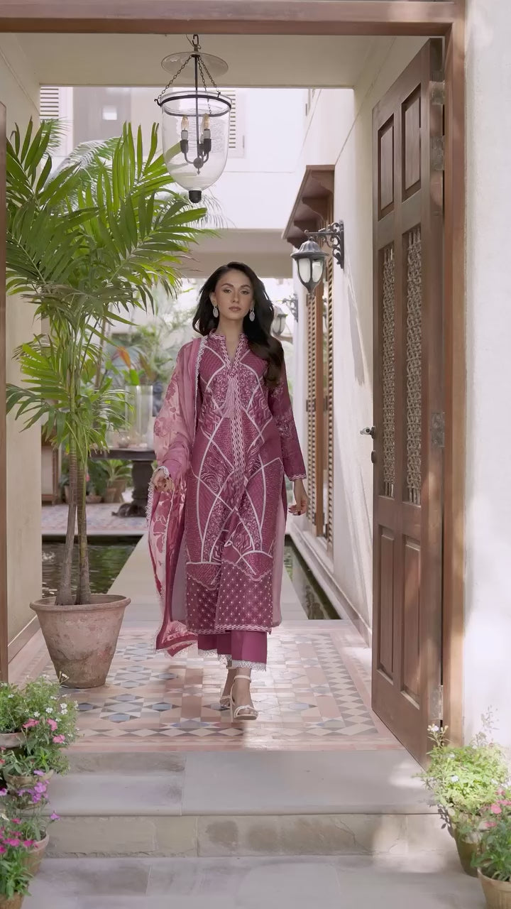 Astoria by Mushq Unstitched Embroidered Lawn 3 Piece Suit MQ26UAL 303-Rosea - Festive Collection