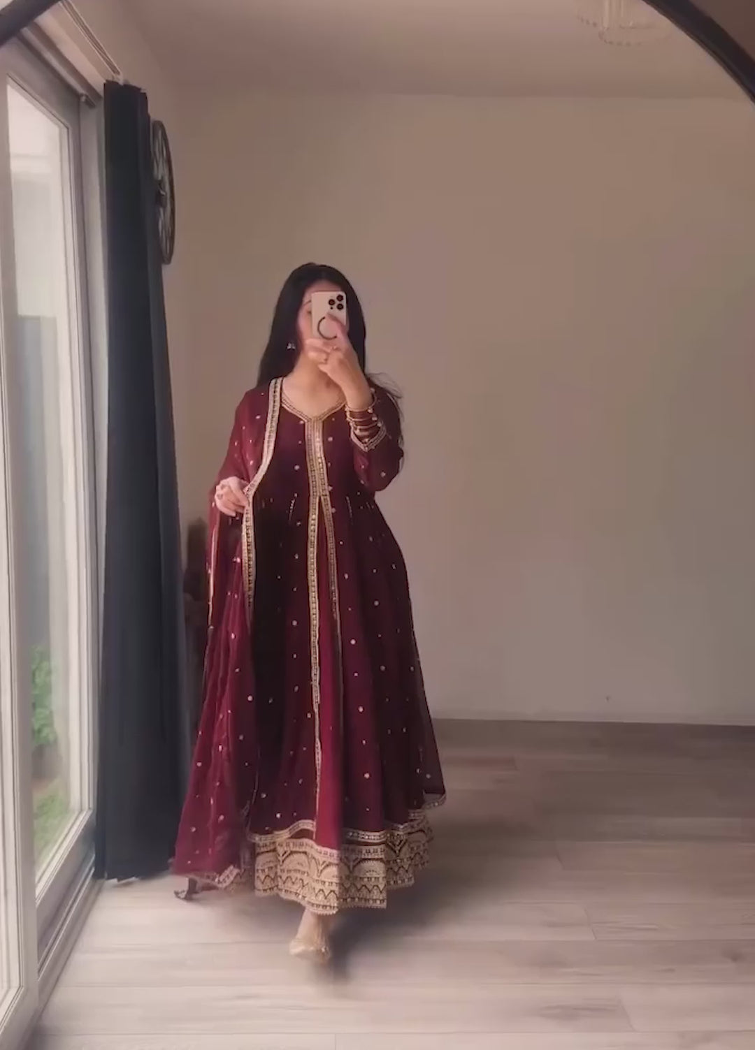 Abaan Zohan Women RTW Embroidered Chiffon 3 Piece Suit Velora Maroon - Festive Collection