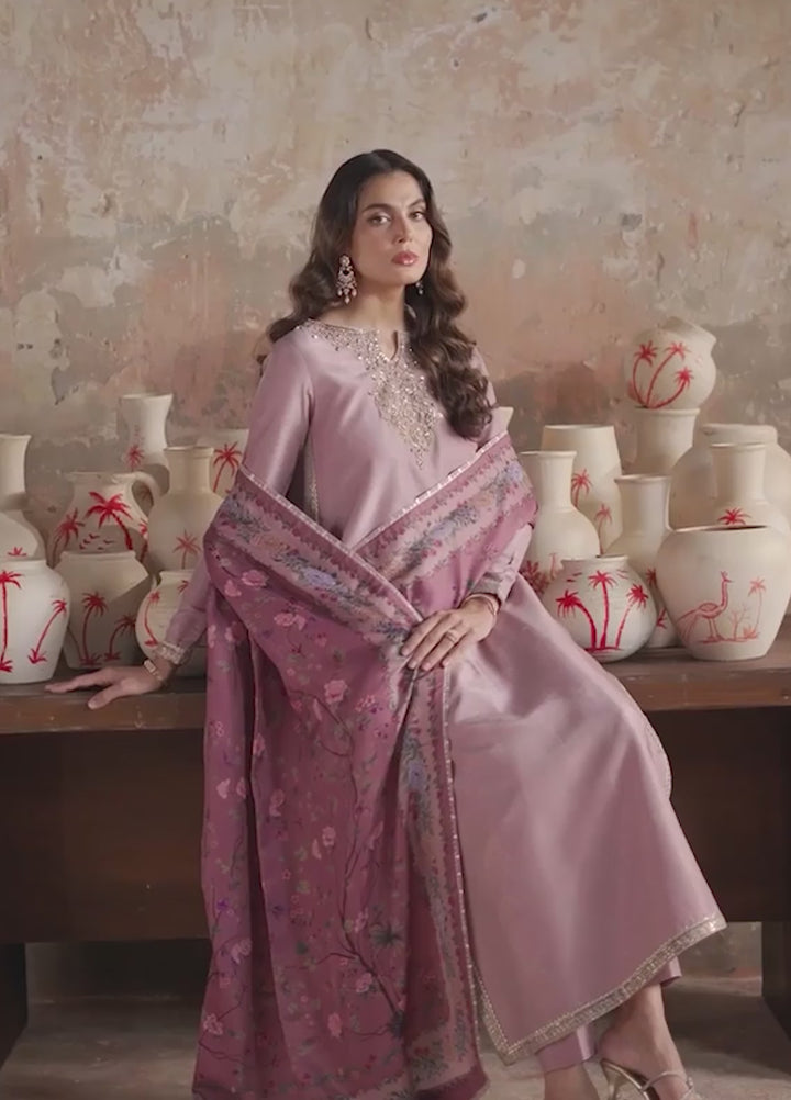 Afsana E Silk by Emaan Adeel Unstitched Embroidered Raw Silk 3 Piece Suit Zareen - Festive Collection
