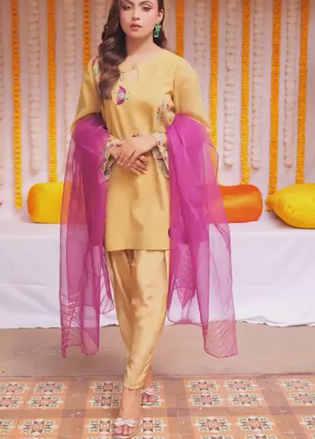 Silcot Pret Embroidered Organza 3 Piece Suit Marigold Bloom