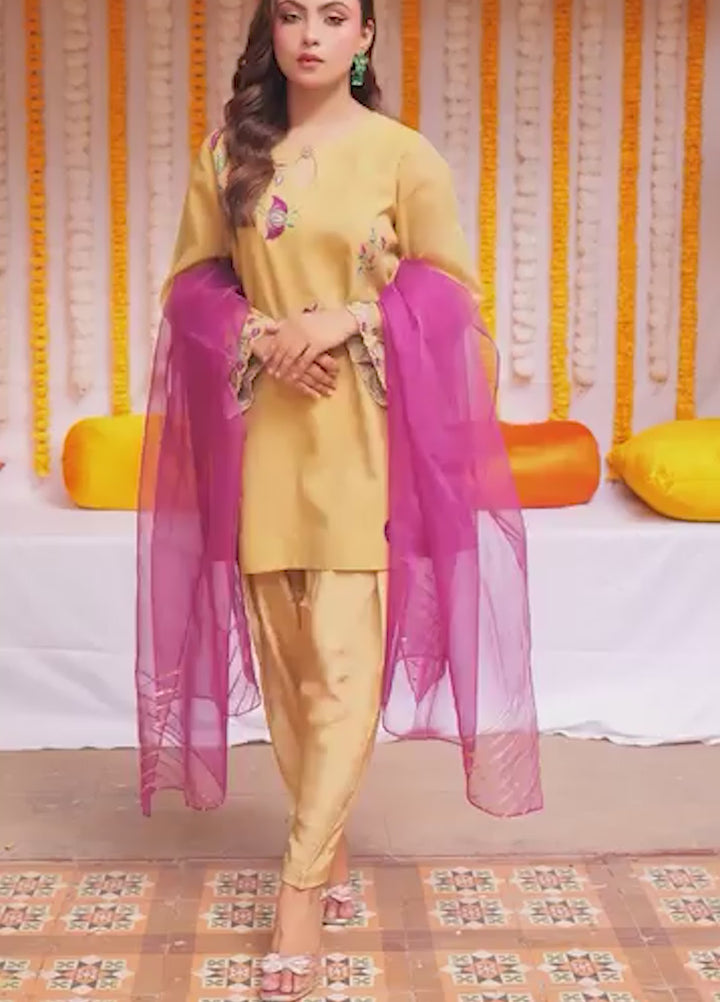 Silcot Pret Embroidered Organza 3 Piece Suit Marigold Bloom