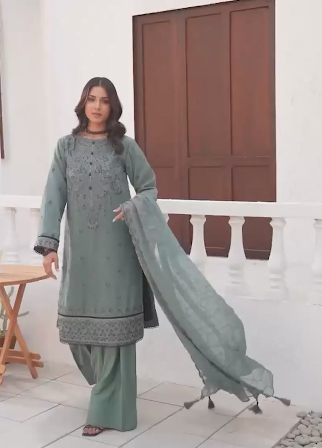 Salitex Unstitched Embroidered Chiffon 3 Piece Suit SUNW7CH112 - Festive Collection