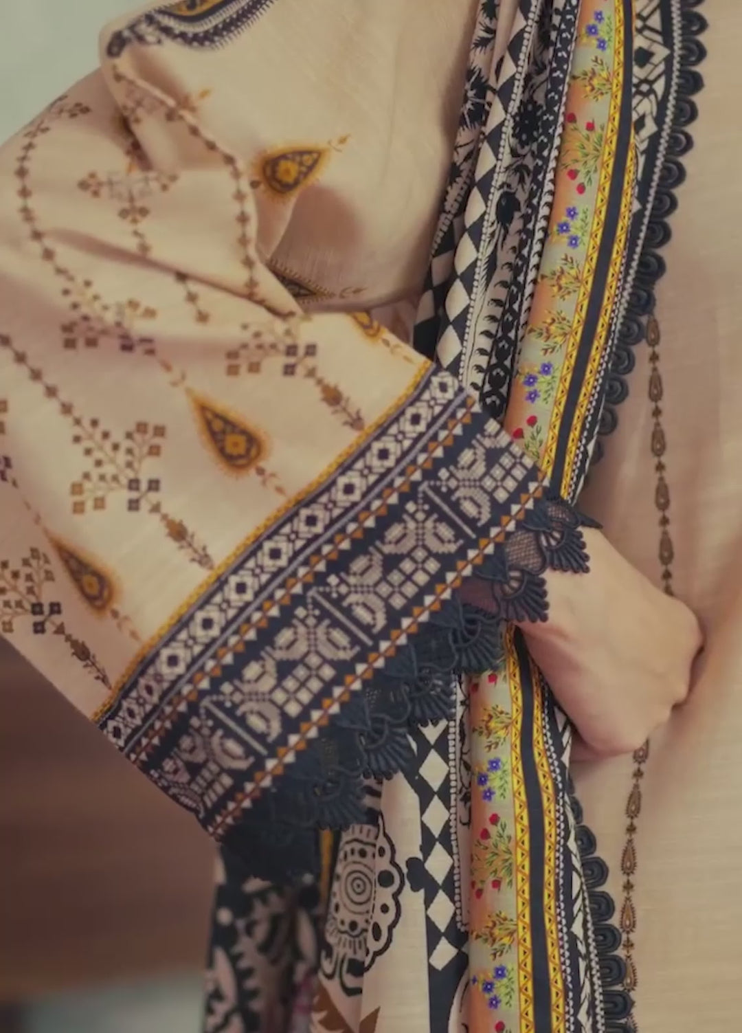 Sahar Printed Khaddar Suits Unstitched 3 Piece AW2-25-21 Ornate Desert - Winter Collection