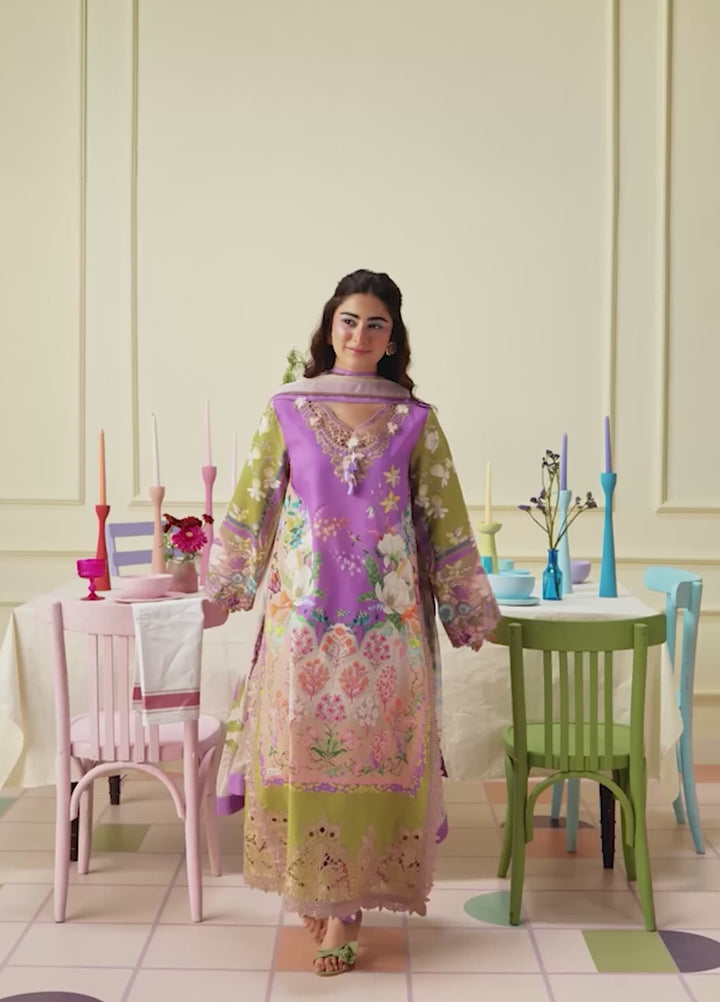 Soleil Hemline by Mushq Unstitched Printed Lawn 3 Piece Suit MU26USL Lilac Whim HUNSS260308 - Festive Collection