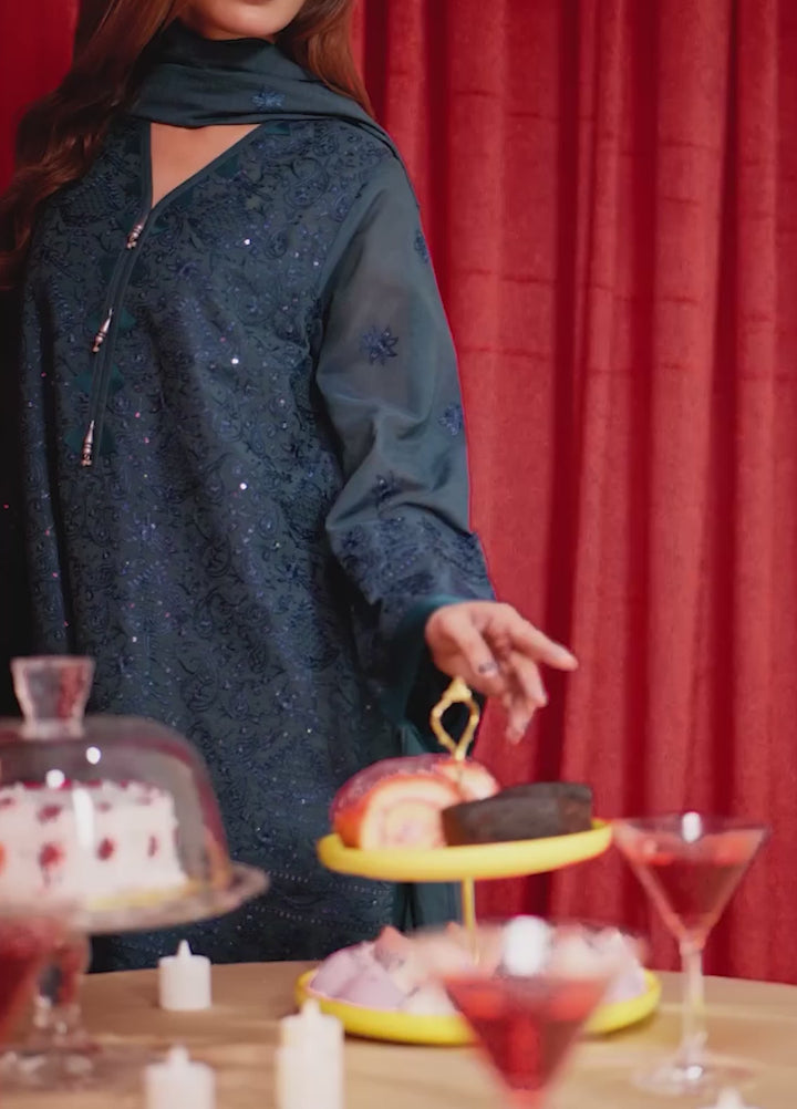 Freesia by Zouj Unstitched Embroidered Cotton 3 Piece Suit ZJ26UFC EMERALD ELAN ZCS-00013 - Festive Collection