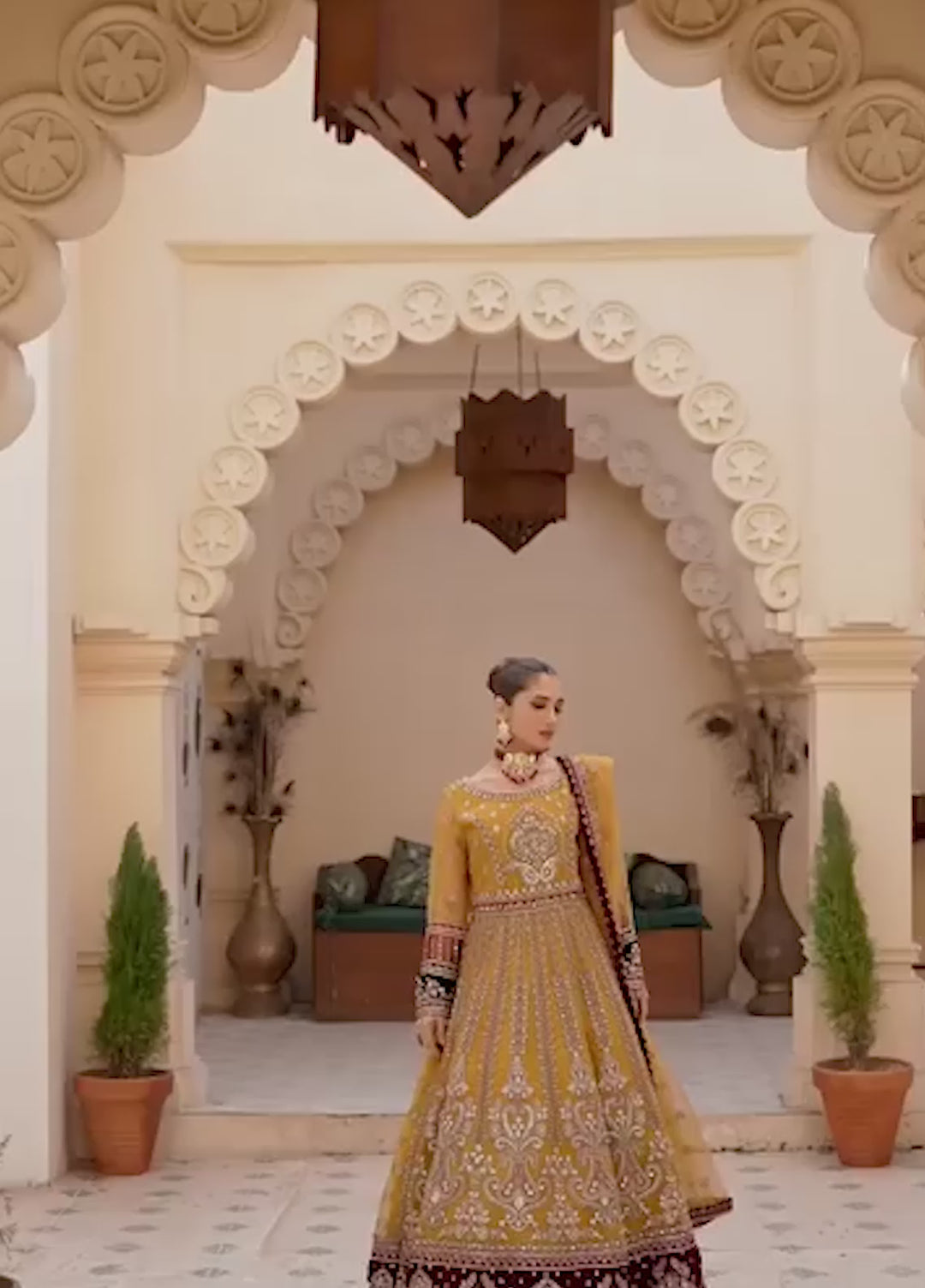 Diara Couture Pret Embroidered Sharara Chiffon 3 Piece Suit DF-01 Mustard