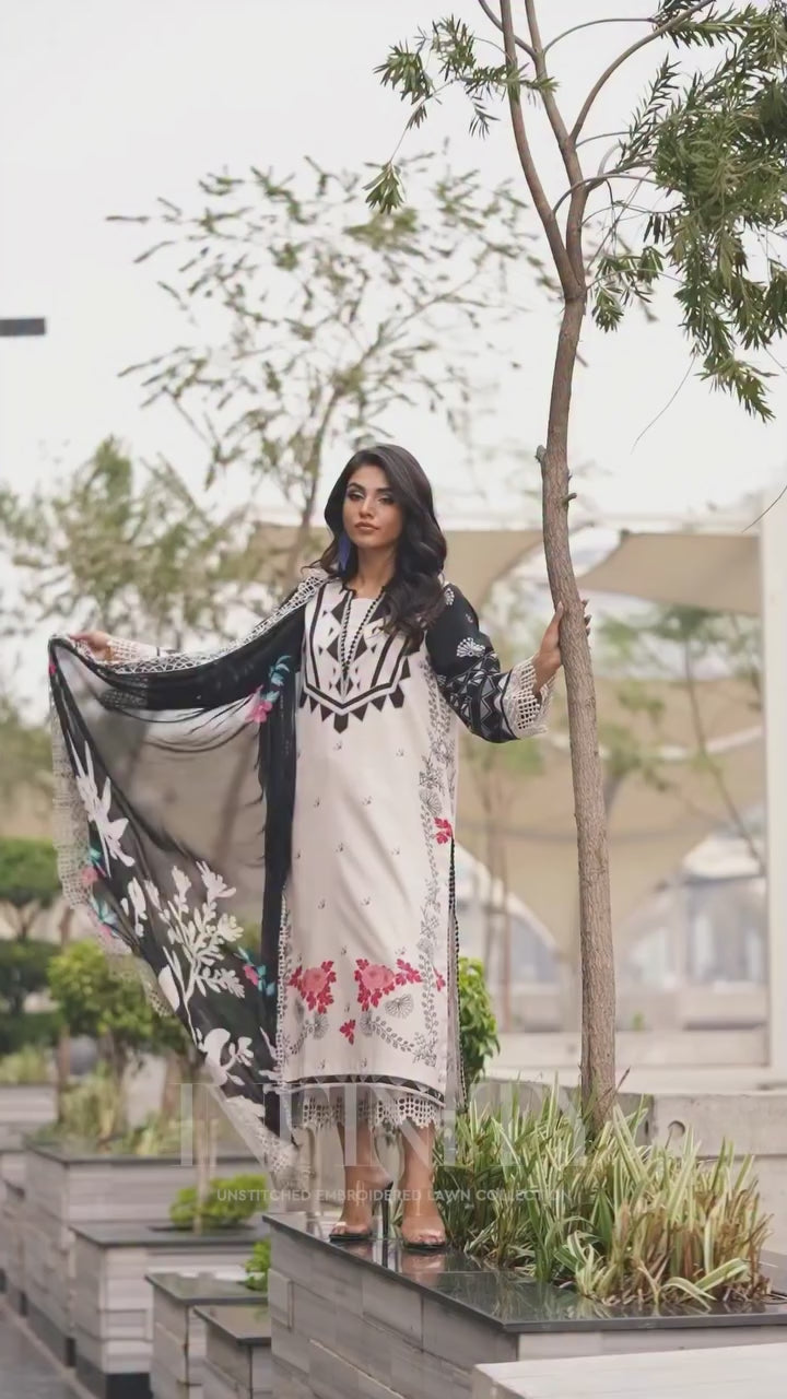Infinity by Charizma Unstitched Embroidered Lawn 3 Piece Suit CHR26UIL IN6-04 - Casual Collection