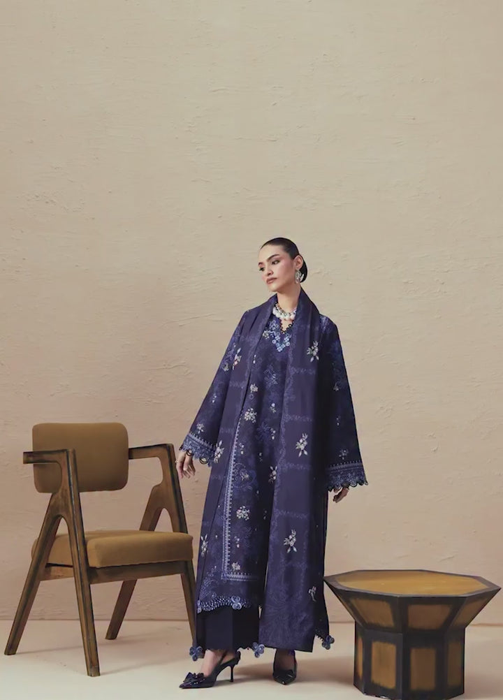 Q prints by Qalamkar Unstitched Embroidered Slub Linen 3 Piece Suit QLK26ULQ Noreen QPW-08A - Winter Collection