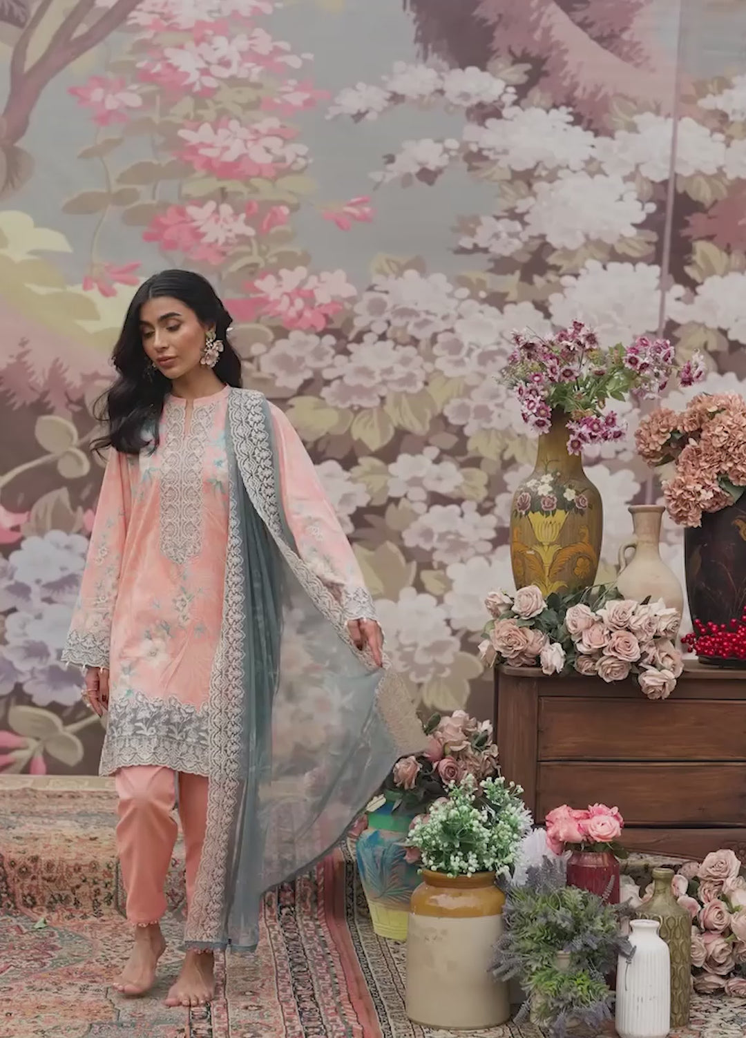 Mirha by Sahar Unstitched Embroidered Lawn 3 Piece Suit SS1-26-39 Blush Azure - Summer Collection