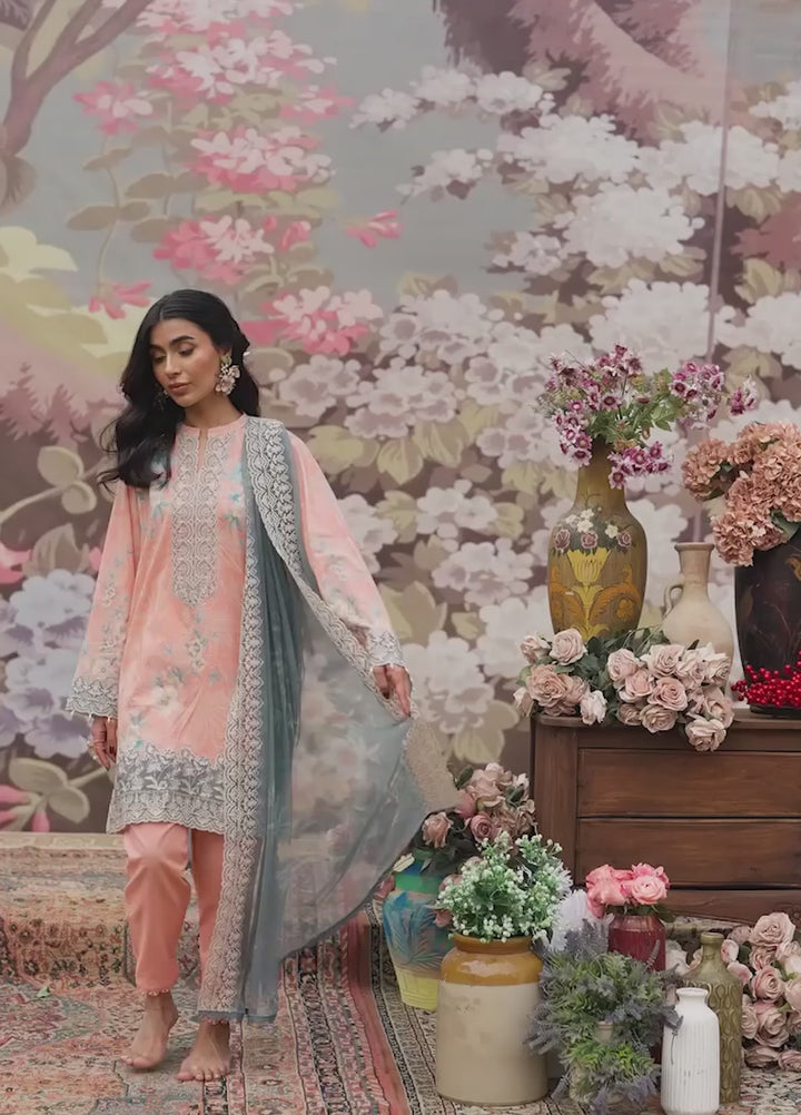 Mirha by Sahar Unstitched Embroidered Lawn 3 Piece Suit SS1-26-39 Blush Azure - Summer Collection