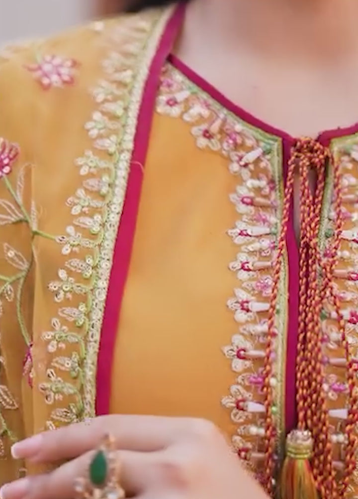 Jamnii Pret Embroidered Raw Silk 3 Piece Suit Rang-E-Mehfil