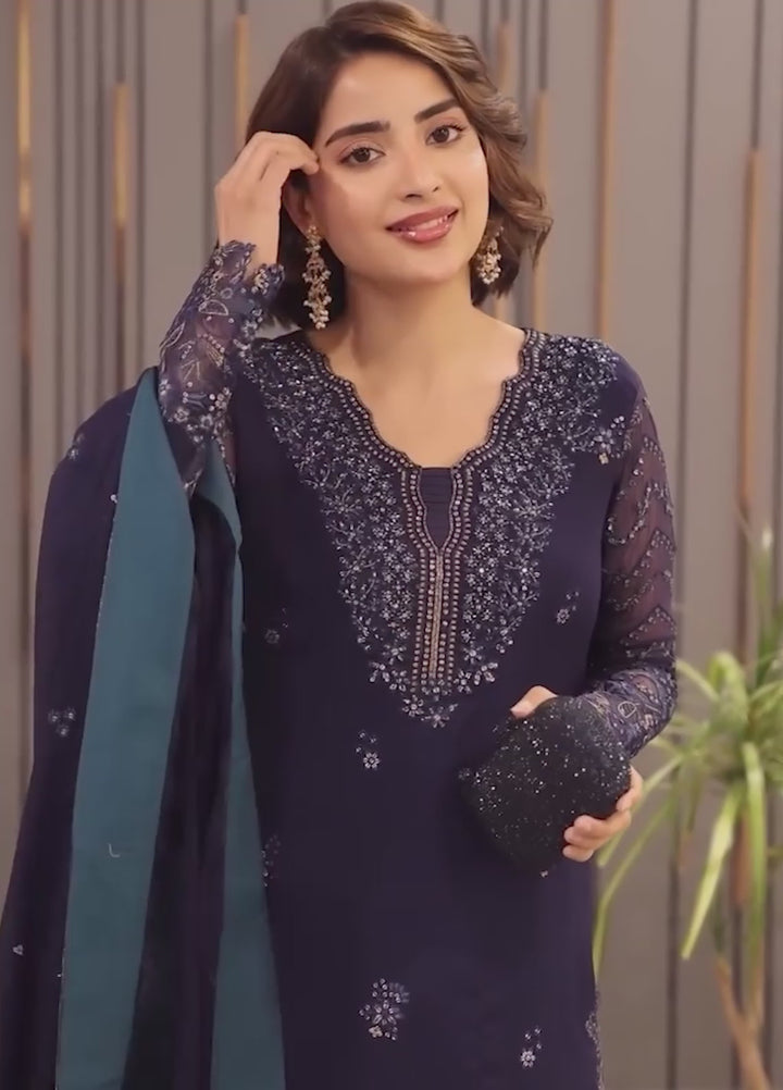 Azure Unstitched Embroidered Chiffon 3 Piece Suit AZ26ULC Nova Night - Festive Collection