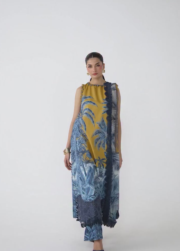 M Prints by Maria B Unstitched Printed Lawn 3 Piece Suit MB26UMP D-11 A - Summer Collection