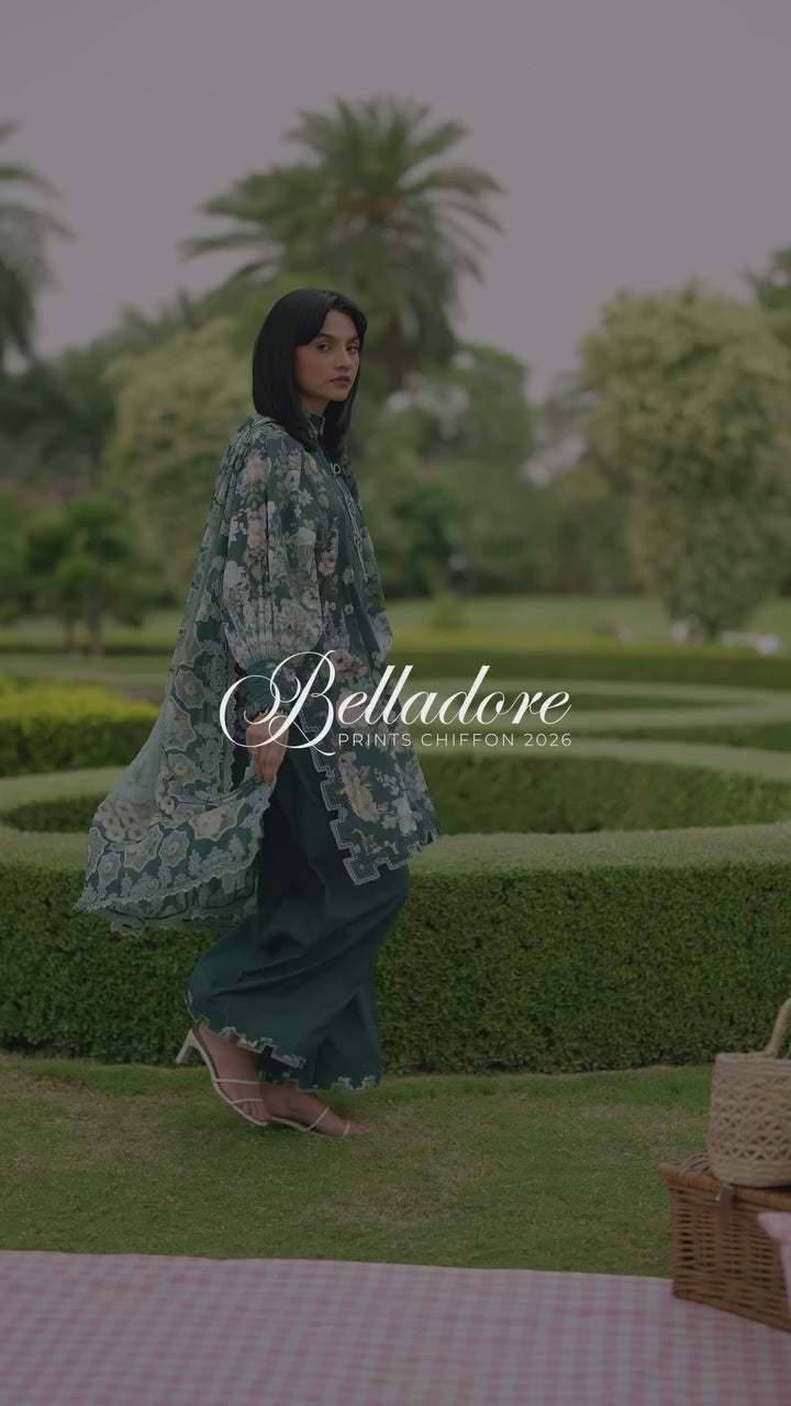 Belladore by Elaf Premium Unstitched Printed Lawn 3 Piece Suit EL26ULB Heather EPA-6B - Summer Collection