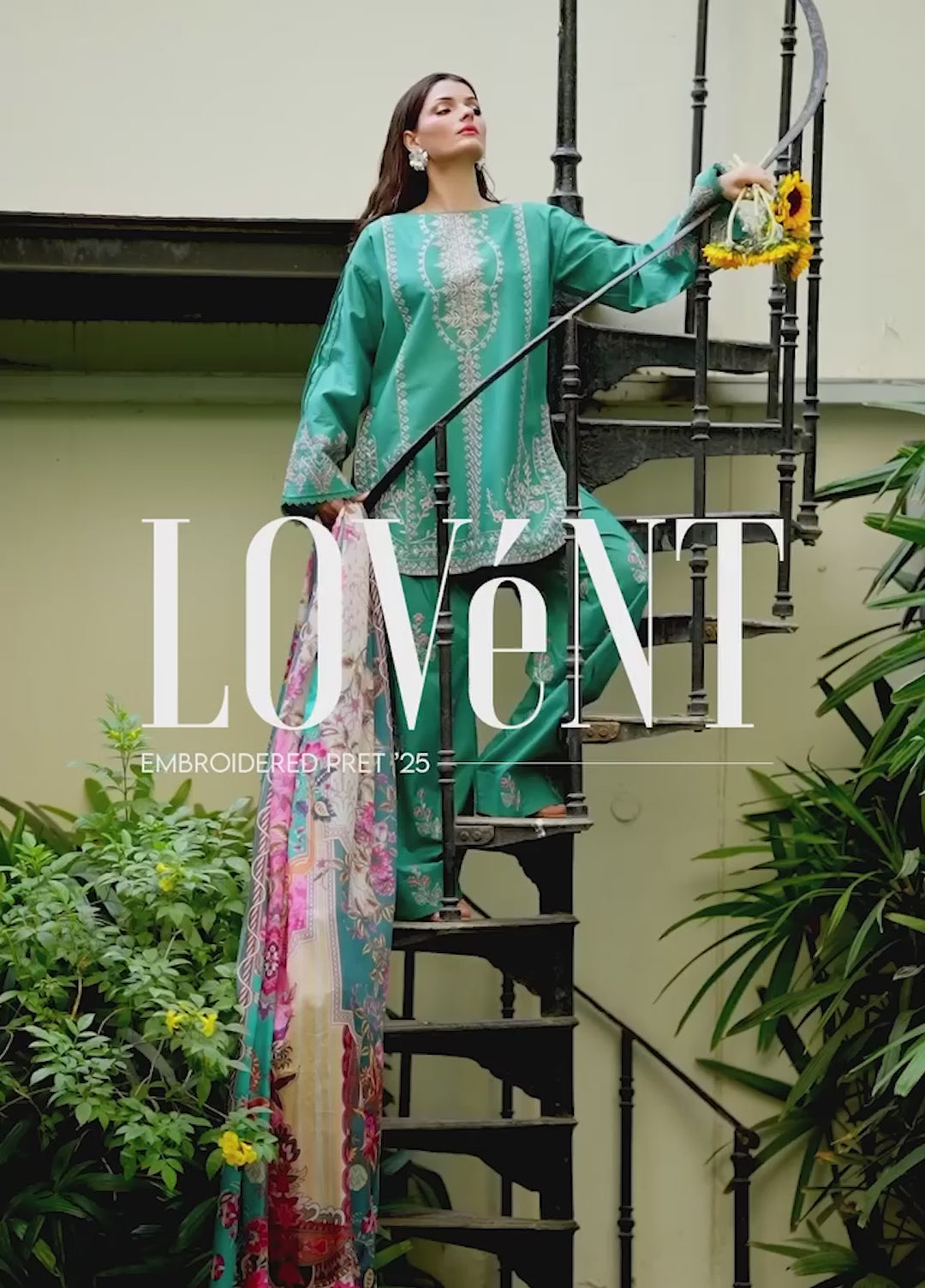 Lovent by Sahane Pret Embroidered Lawn 3 Piece Suit ME23009 Verdelia