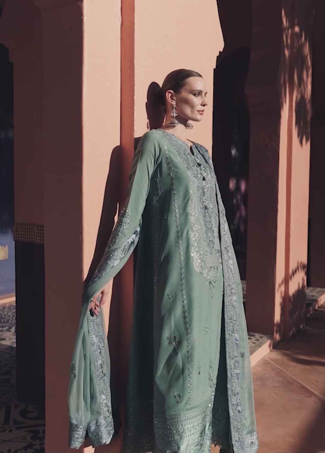 Nuvera Hemline by Mushq Unstitched Raw Silk Embroidered 3 Piece Suit MU26UNH D-5 Sybill - Festive Collection