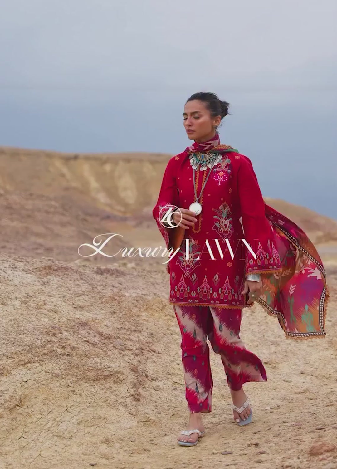Zainab Chottani Unstitched Embroidered Luxury Lawn 3 Piece Suit ZC26ULZ D-7 ZAMIRA - Summer Collection