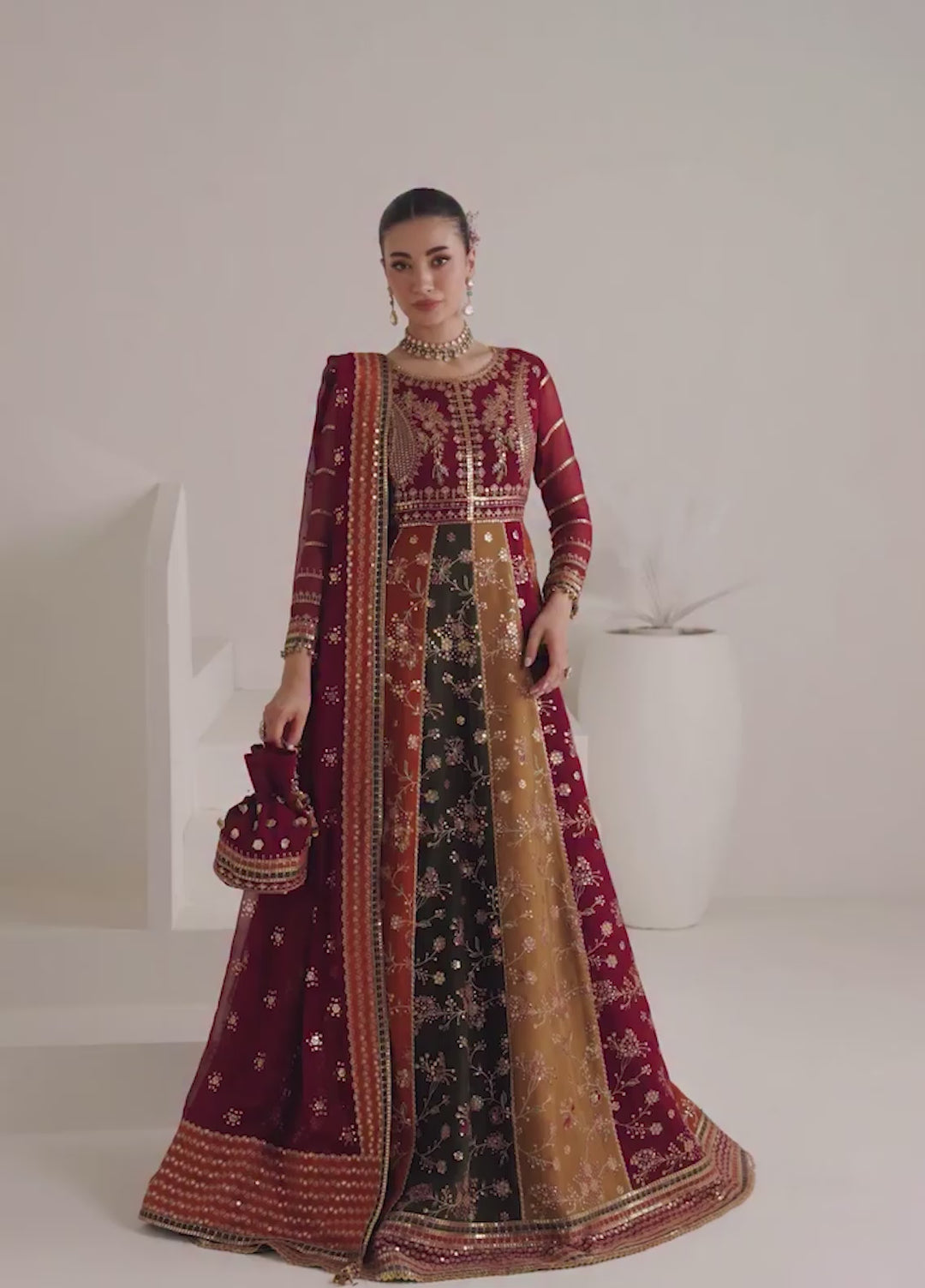 La Ruhe By Alizeh Fashion Unstitched Embroidered Chiffon 3 Piece Suit AF26URW AF-CH-2263-CRYSTAL - Wedding Collection
