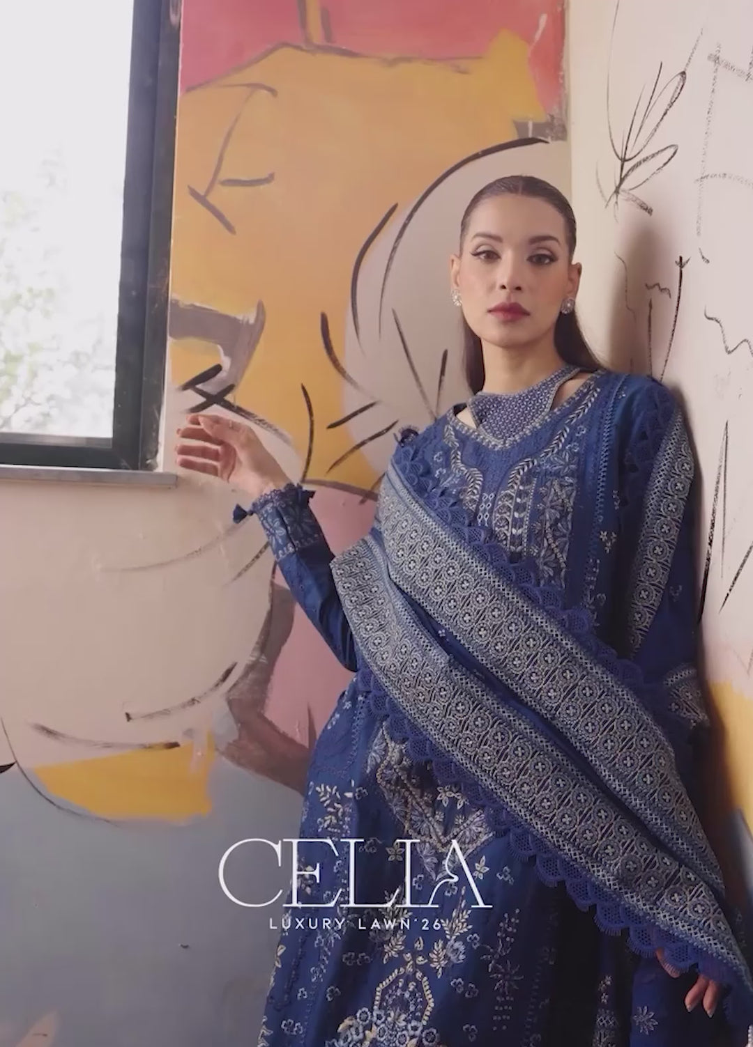 Celia by Zarposh Unstitched Embroidered Luxury Lawn 3 Piece Suit ZR26UCL NYSA - Festive Collection