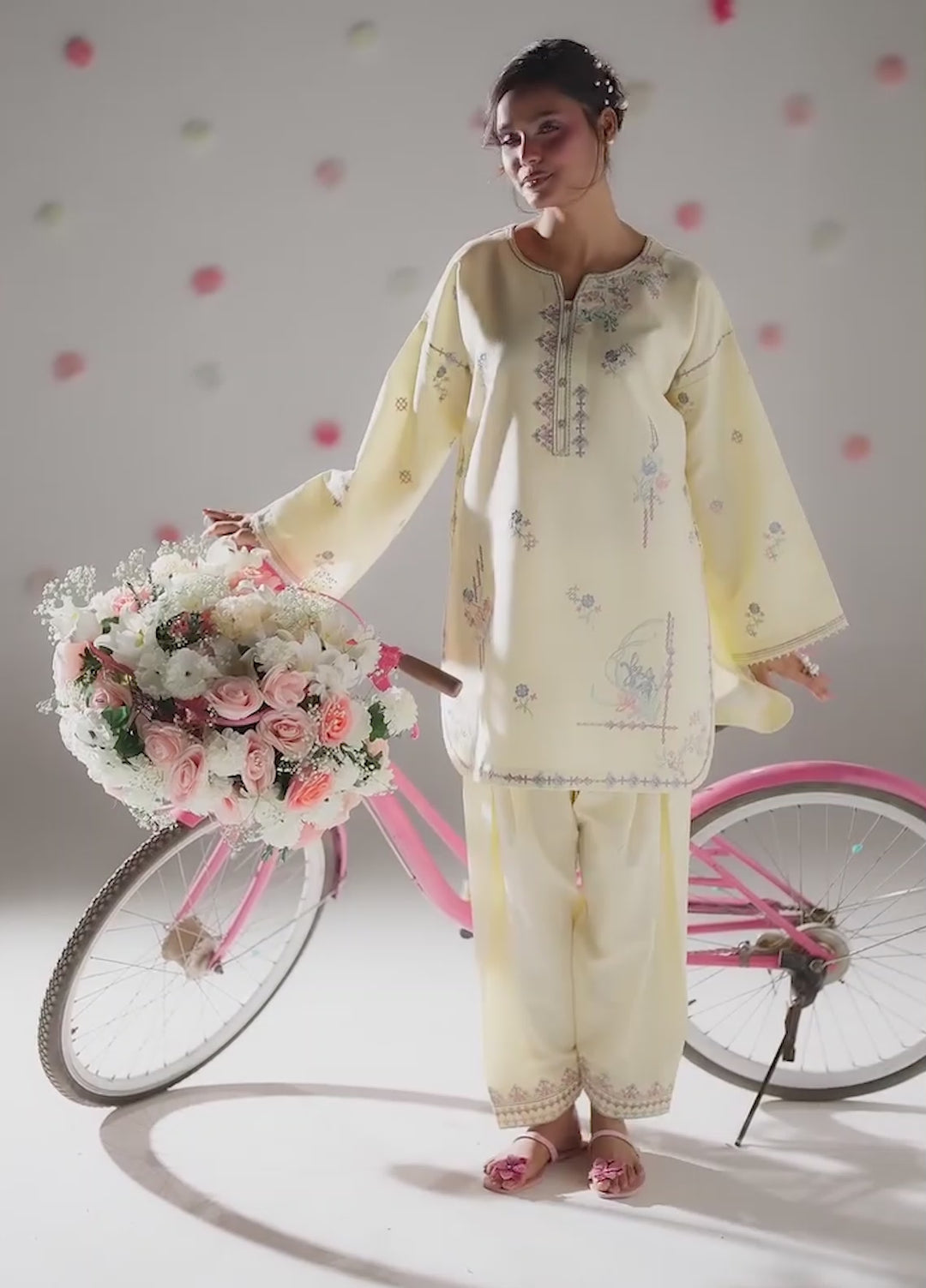 Blush N Bliss by Sahane Women RTW Embroidered Dobby Lawn 2 Piece Suit Honey Butter LP63008 Casual Collection