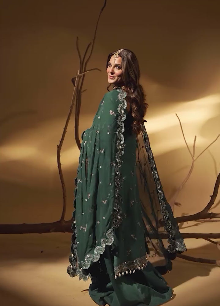 Aylin Unstitched Raw Silk Embroidered Suits 3 Piece AYL25US GREEN SLATE - Festive Collection