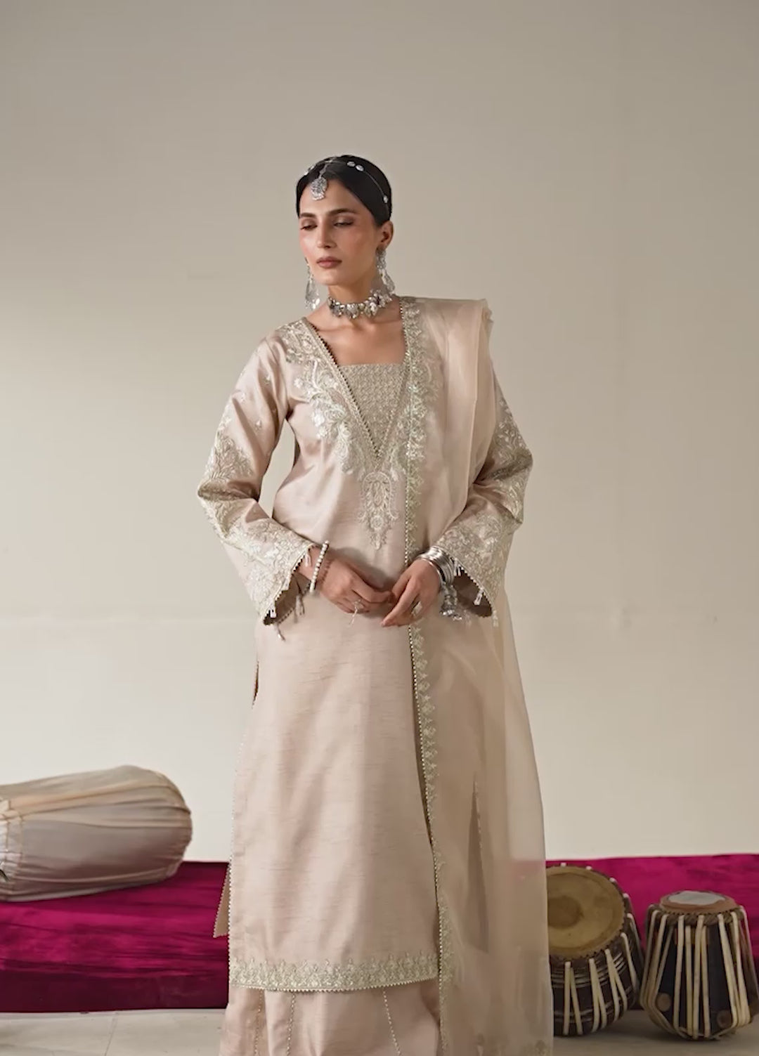 Lune Des Fleurs by Enzo RTW Embroidered Korean Silk 3 Piece Suit REINA Festive Collection