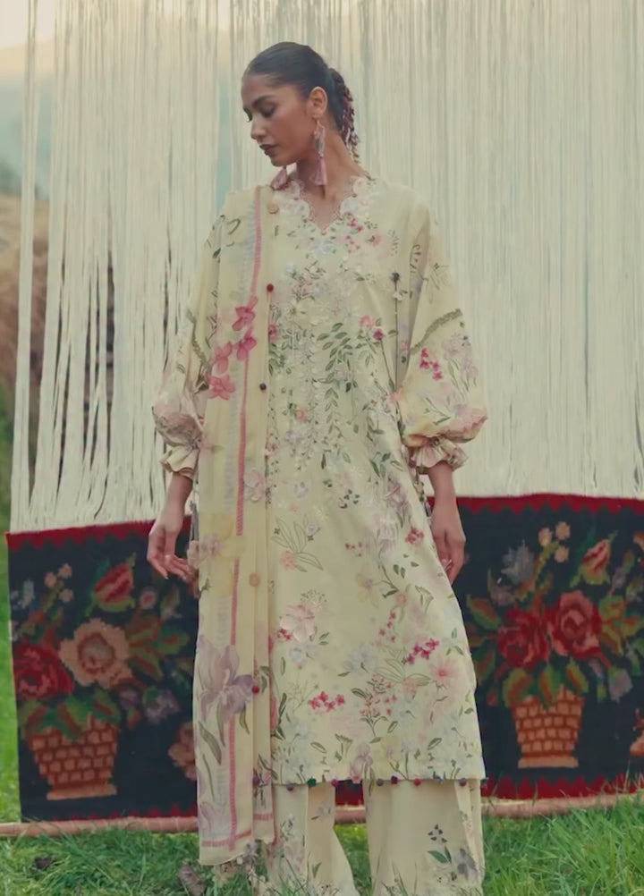 Meili by Zaha Unstitched Embroidered Lawn 3 Piece Suit ZK26UML ZL26-12B - Festive Collection