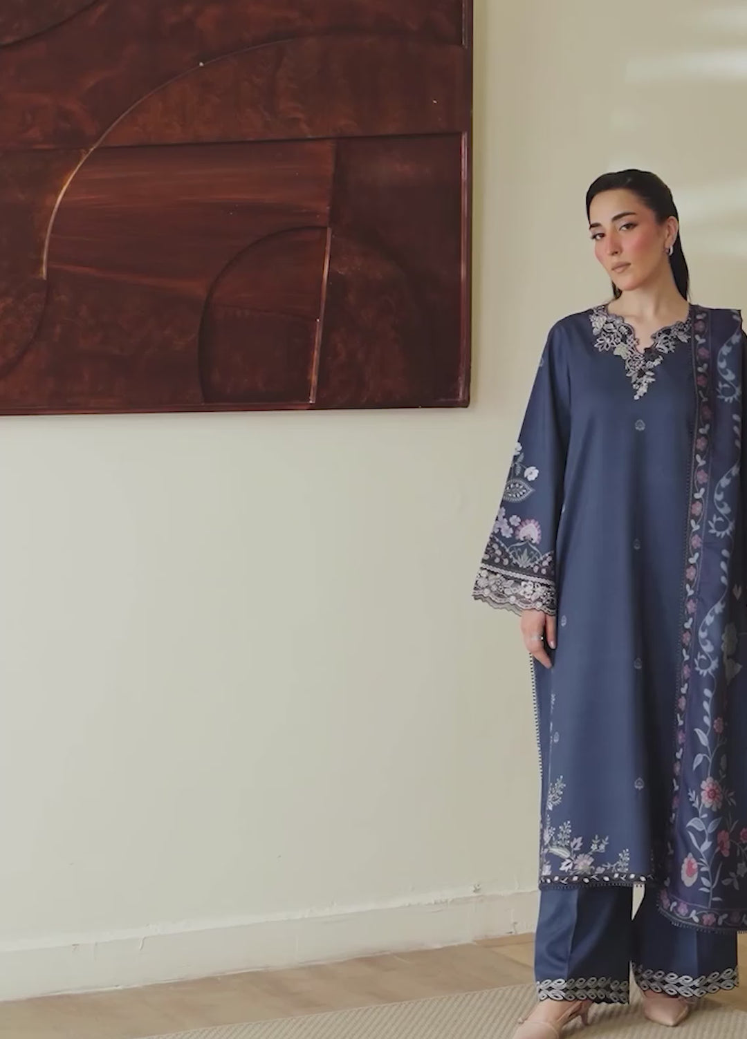 Bellini by Seran Unstitched Embroidered Viscose 3 Piece Suit SN26UBW Viona D-07 - Winter Collection