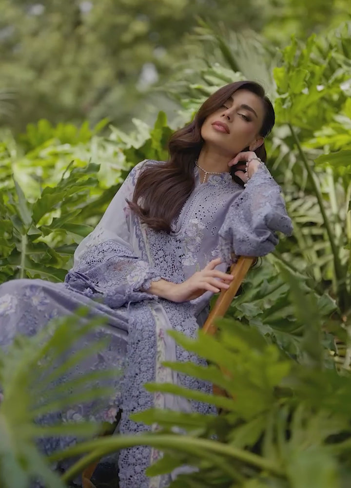 Elaf Premium Unstitched Embroidered Lawn 3 Piece Suit EL26ULF Lavender Luxe ELQ-2B - Festive Collection