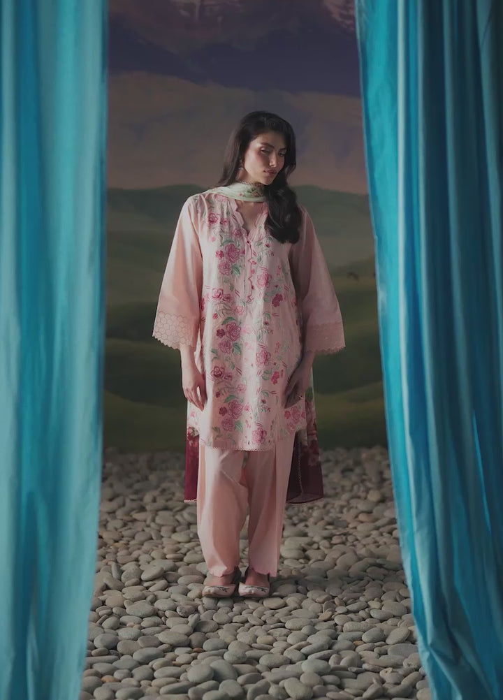 Sahar Unstitched Embroidered Lawn 3 Piece Suit Rose Mirage - Eid Collection