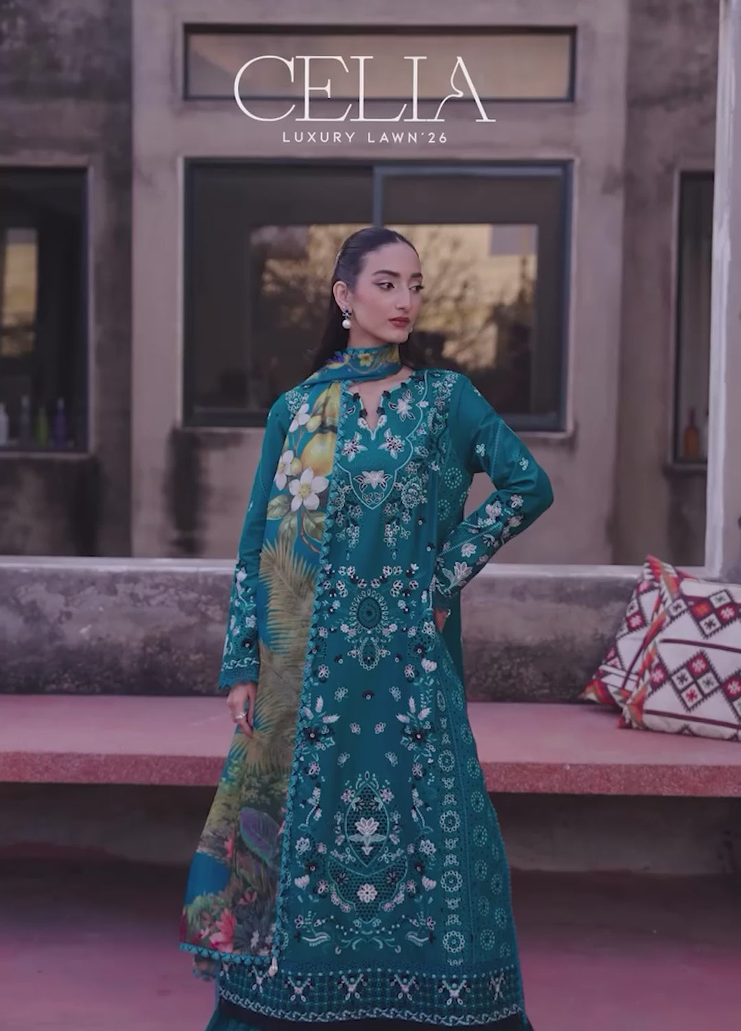 Celia by Zarposh Unstitched Embroidered Luxury Lawn 3 Piece Suit ZR26UCL AZUREA - Festive Collection