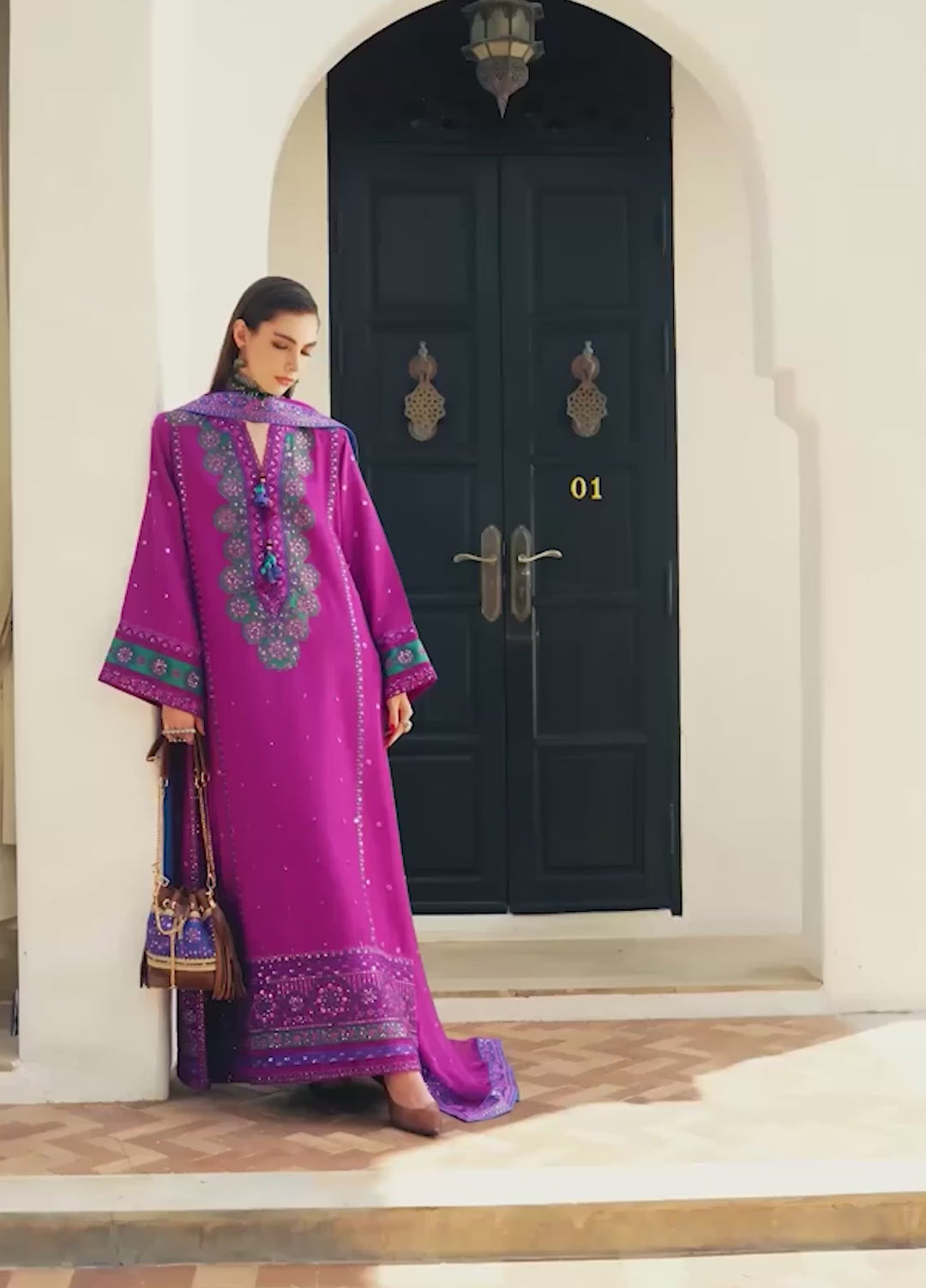 Nuvera Hemline by Mushq Unstitched Embroidered Raw Silk 3 Piece Suit MU26UNH Reina Rouge MUNES260204 - Festive Collection