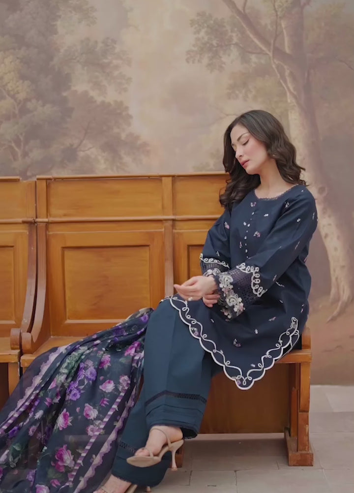 Manara by Maria Embroidered Chiffon 3 Piece Suit BLUEBELL - Festive Collection
