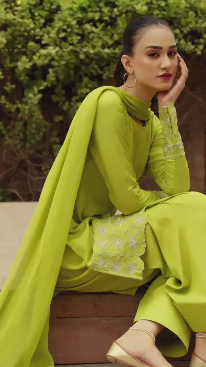 Dareecha by Daak RTW Embroidered Cotton Silk 3 Piece Suit MFS-L MASHAL MFS-L - Festive Collection