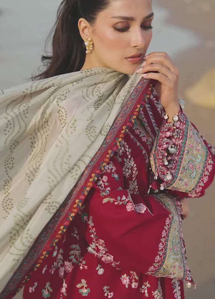 Siraa by Sadaf Fawad Khan Unstitched Embroidered Luxury Lawn 3 Piece Suit SDF26USL Aatish - Festive Collection