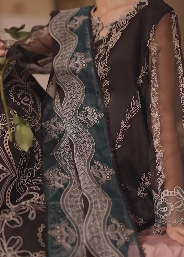 Sahar Unstitched Embroidered Organza Midnight Opulence 4 Piece Suit SS1-26-FE-03 - Summer Collection